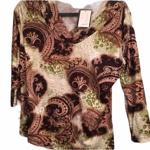 NWT Investments V-neck blouse for fall S small